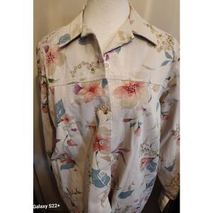 J25  Alfred Dunner, beautiful floral and beaded button-up jacket, NWT